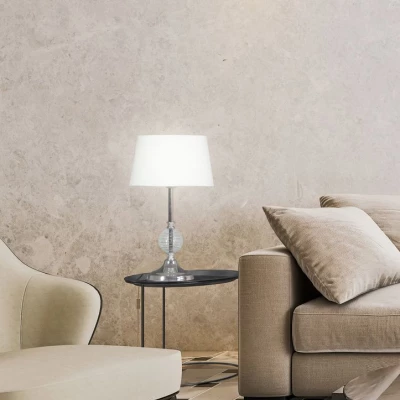 Moderní stolní lampa FERO - 1xE27, 60W, chromovaná / bílá / čirá