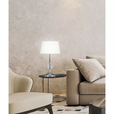 Moderní stolní lampa FERO - 1xE27, 60W, chromovaná / bílá / čirá