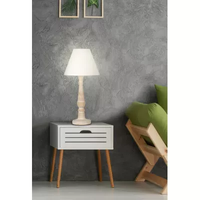 Skandinávská stolní lampa FOLCLORE 1 - 1xE14, 40W, přírodní dřevo / bílá