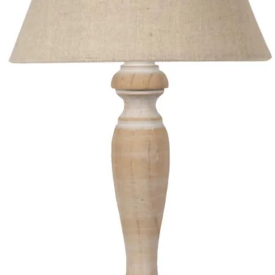 Skandinávská stolní lampa FOLCLORE 2 - 1xE14, 40W, přírodní dřevo / len