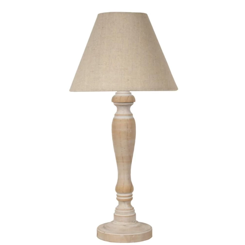 Skandinávská stolní lampa FOLCLORE 2 - 1xE14, 40W, přírodní dřevo / len