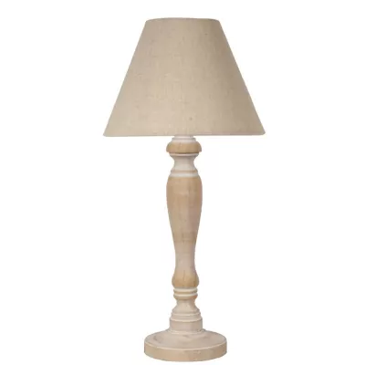 Skandinávská stolní lampa FOLCLORE 2 - 1xE14, 40W, přírodní dřevo / len