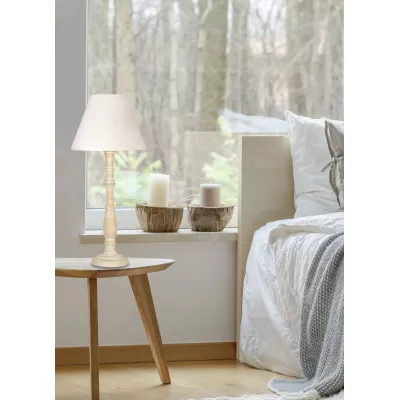 Stolní lampa ve skandinávském stylu FOLCLORE 3 - 1xE27, 60W, přírodní dřevo / bílá