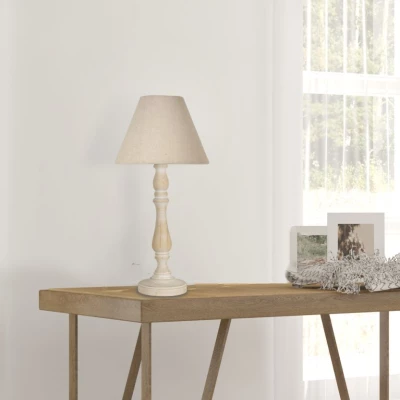 Skandinávská stolní lampa FOLCLORE 6 - 1xE14, 40W, přírodní dřevo / len