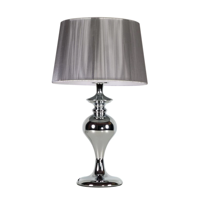 Moderní kulatá stolní lampa GILLENIA - 1xE27, 60W, stříbrná