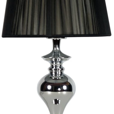 Moderní kulatá stolní lampa GILLENIA - 1xE27, 60W, chromovaná / černá