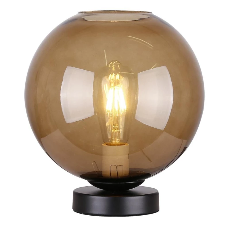 Stolní retro lampa GLOBE - 1xE27, 60W, černá / hnědá