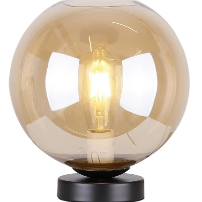 Stolní retro lampa GLOBE - 1xE27, 60W, černá / jantarová