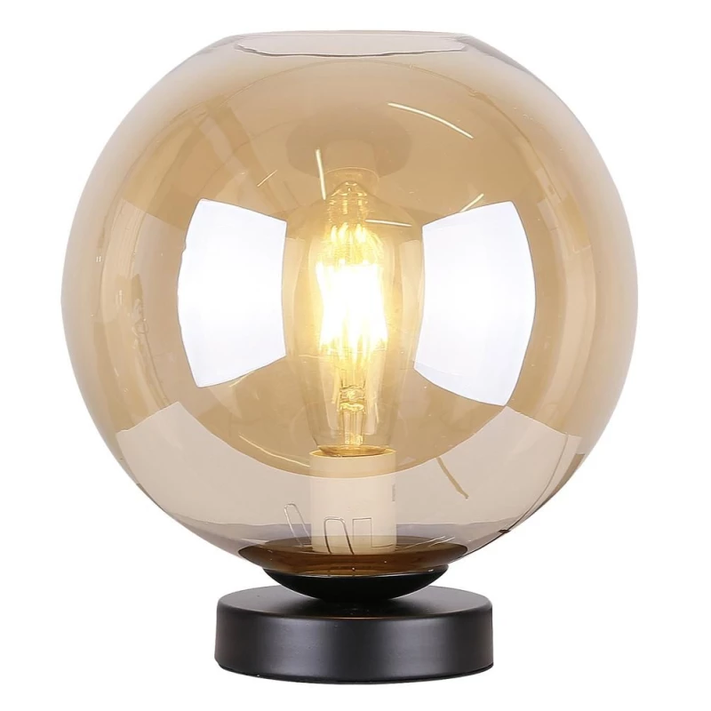 Stolní retro lampa GLOBE - 1xE27, 60W, černá / jantarová