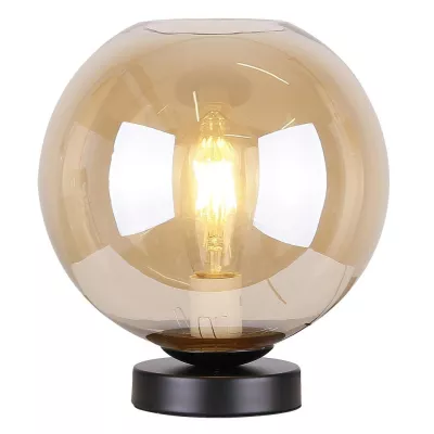 Stolní retro lampa GLOBE - 1xE27, 60W, černá / jantarová