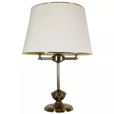 Rustikální stolní lampa GRAND - 3xE14, 40W, patina / bílá