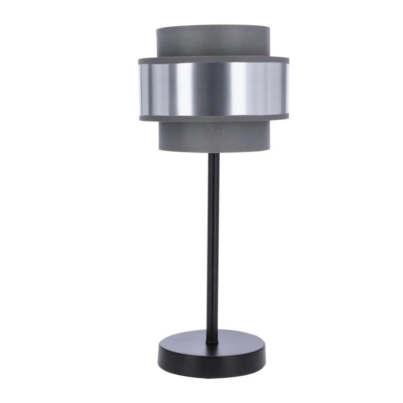 Moderní stolní kulatá lampa HARE - 1xE27, 60W, černá / stříbrná / šedá