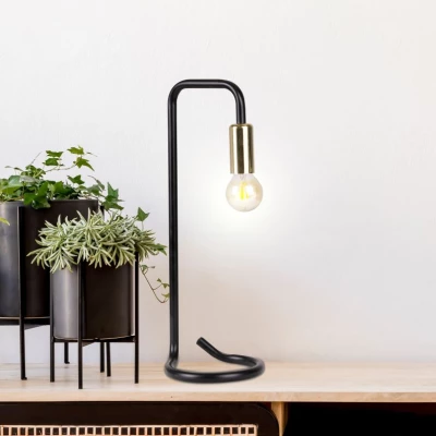 Industriální stolní lampa HERA - 1xE14, 40W, černá / zlatá