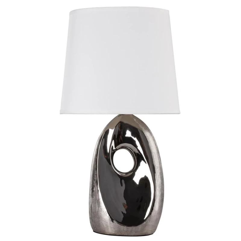 Designová stolní lampa HIERRO - 1xE27, 60W, stříbrná / bílá