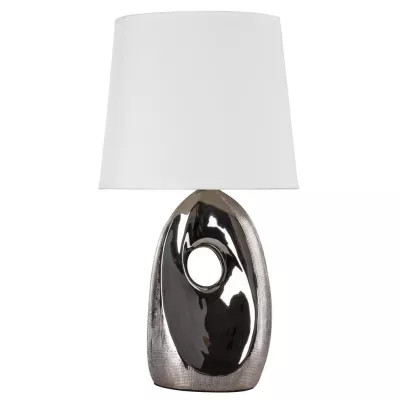 Designová stolní lampa HIERRO - 1xE27, 60W, stříbrná / bílá