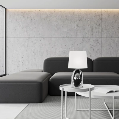 Designová stolní lampa HIERRO - 1xE27, 60W, stříbrná / bílá