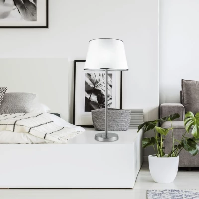 Klasická stolní lampa IBIS - 1xE14, 40W, stříbrná / bílá