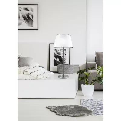Klasická stolní lampa IBIS - 1xE14, 40W, stříbrná / bílá