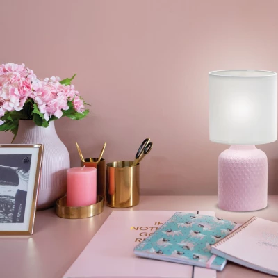 Moderní stolní keramická lampa INER - 1xE14, 40W, růžová / bílá