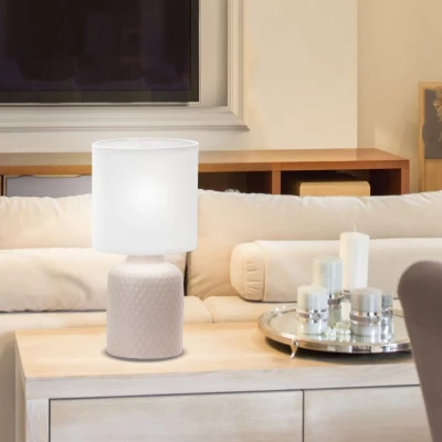Moderní stolní keramická lampa INER - 1xE14, 40W, béžová / bílá