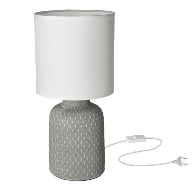 Moderní stolní keramická lampa INER - 1xE14, 40W, šedá / bílá