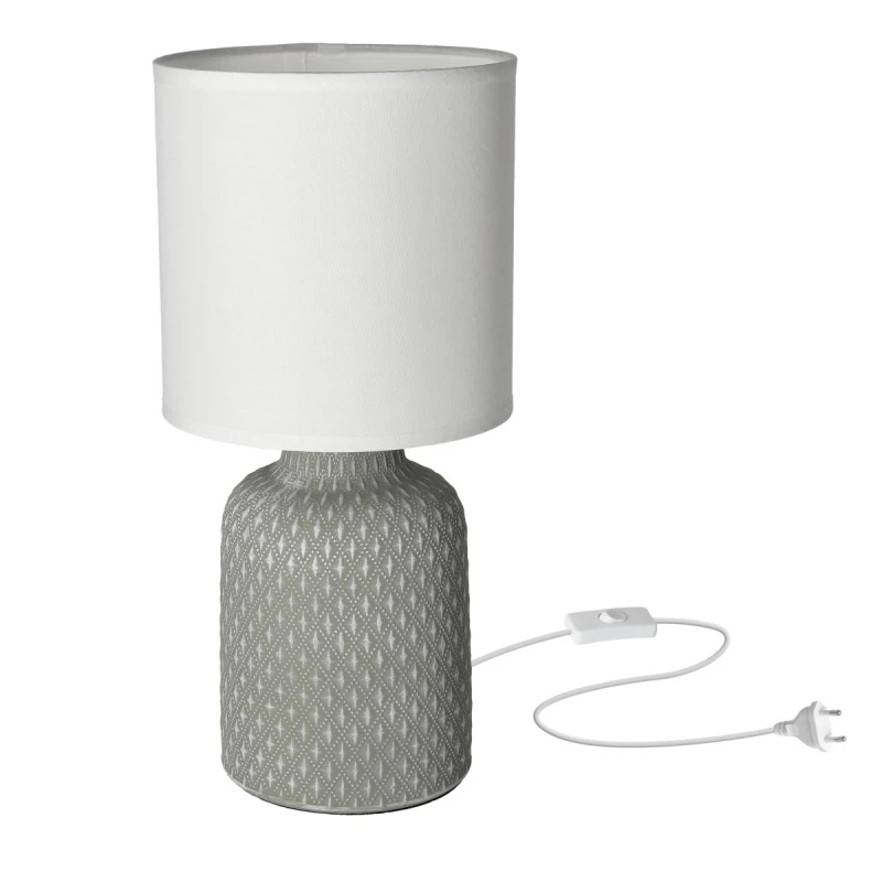Moderní stolní keramická lampa INER - 1xE14, 40W, šedá / bílá