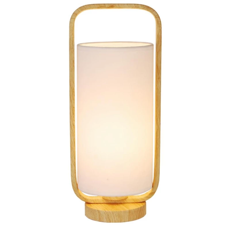 Stolní dřevěná lampa ISUMI - 1xE27, 40W, 34cm, světlé dřevo / bílá