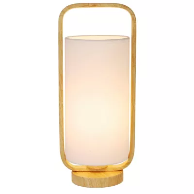 Stolní dřevěná lampa ISUMI - 1xE27, 40W, 34cm, světlé dřevo / bílá