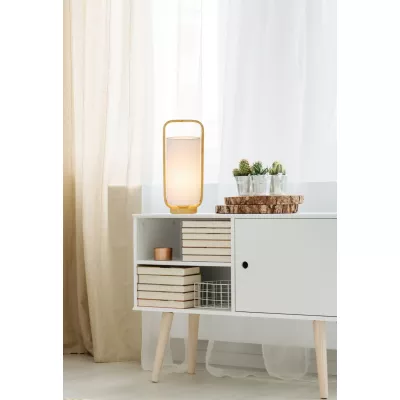 Stolní dřevěná lampa ISUMI - 1xE27, 40W, 34cm, světlé dřevo / bílá