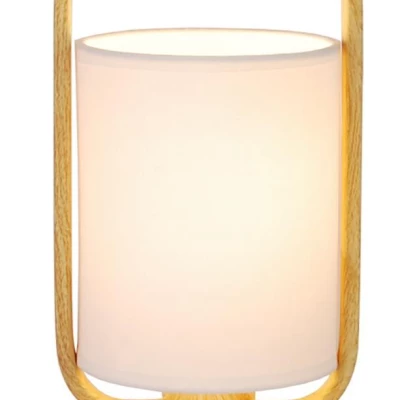 Stolní dřevěná lampa ISUMI - 1xE27, 40W, 26cm, světlé dřevo / bílá