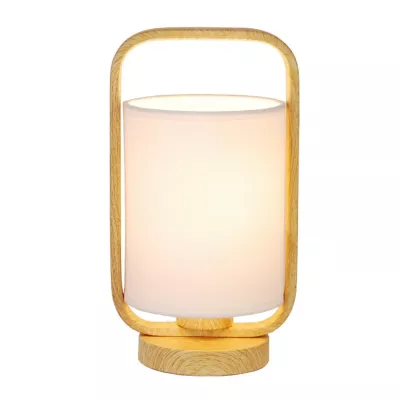 Stolní dřevěná lampa ISUMI - 1xE27, 40W, 26cm, světlé dřevo / bílá