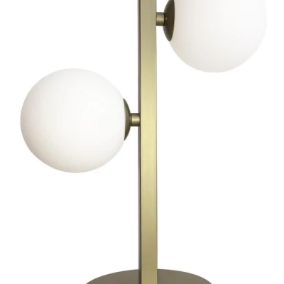 Stolní art deco lampa KAMA - 2xG9, 28W, mosazná / bílá