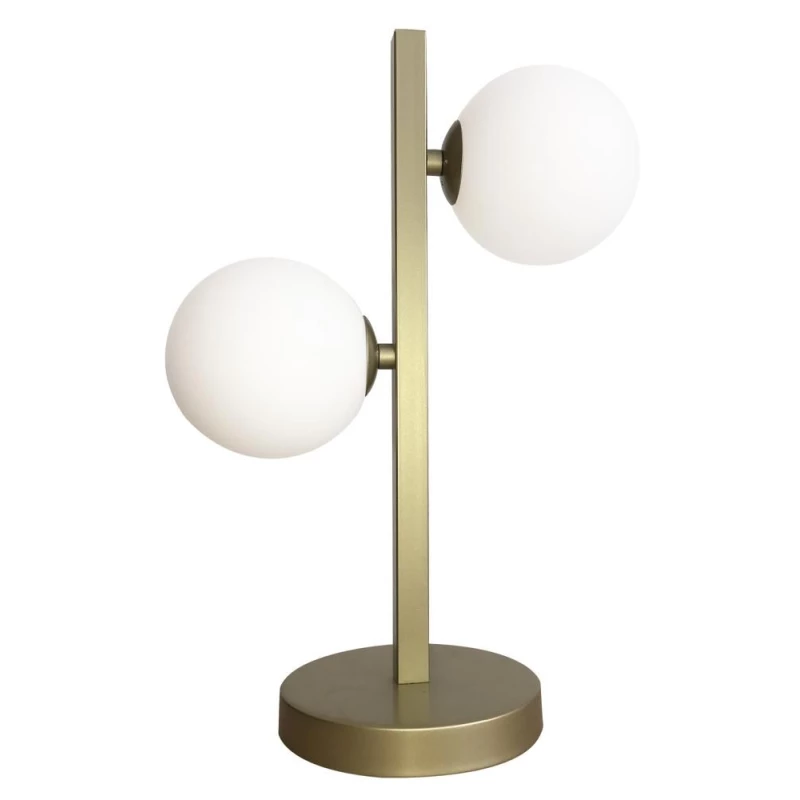 Stolní art deco lampa KAMA - 2xG9, 28W, mosazná / bílá