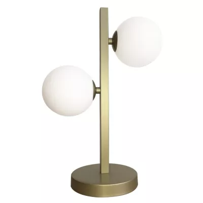 Stolní art deco lampa KAMA - 2xG9, 28W, mosazná / bílá