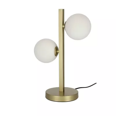 Stolní art deco lampa KAMA - 2xG9, 28W, mosazná / bílá