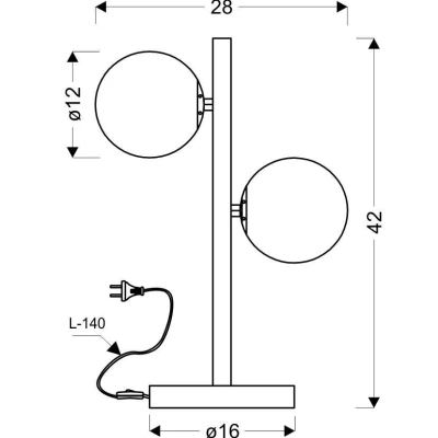Stolní art deco lampa KAMA - 2xG9, 28W, mosazná / bílá