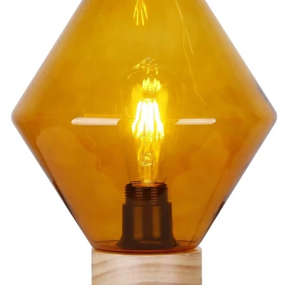 Stolní skandinávská lampa KARO - 1xE27, 60W, přírodní dřevo / oranžová