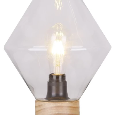 Stolní skandinávská lampa KARO - 1xE27, 60W, přírodní dřevo / čirá