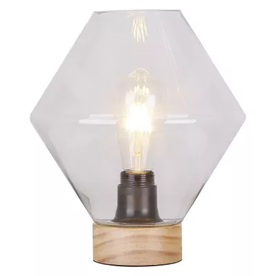 Stolní skandinávská lampa KARO - 1xE27, 60W, přírodní dřevo / čirá