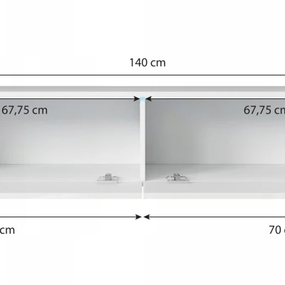 TV stolek CERIEE 140 - dub wotan / bílá lesklá