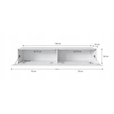 TV stolek CERIEE 140 - dub wotan / bílá lesklá