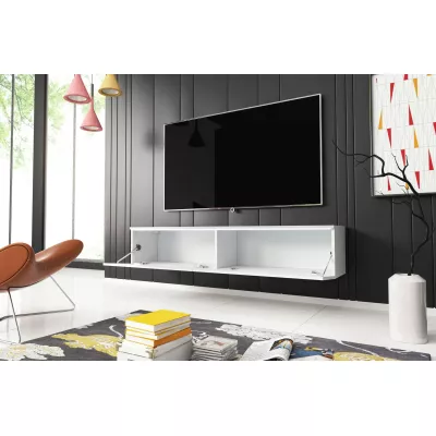 TV stolek CERIEE 140 - bílá, bílá lesklá