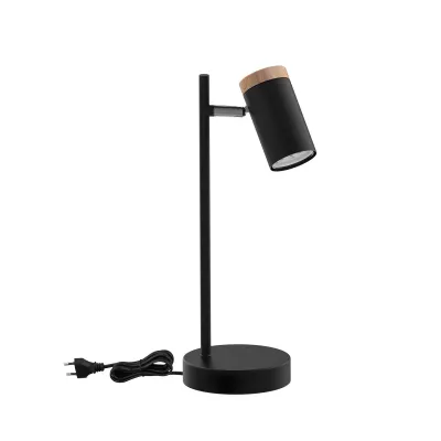 Stolní skandinávská lampa LAGOS - 1xGU10, 15W, černá / hnědá