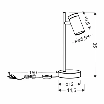 Stolní skandinávská lampa LAGOS - 1xGU10, 15W, černá / hnědá