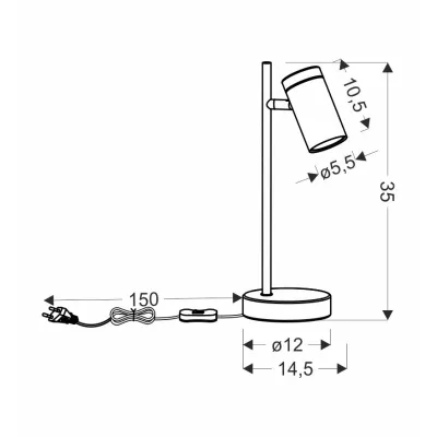 Stolní skandinávská lampa LAGOS - 1xGU10, 15W, černá / hnědá