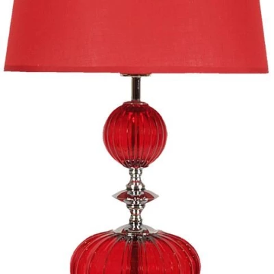 Stolní klasická lampa LAURETTA - 1xE27, 60W, chromovaná / červená