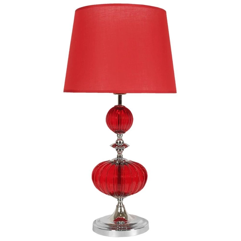 Stolní klasická lampa LAURETTA - 1xE27, 60W, chromovaná / červená