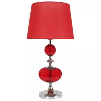 Stolní klasická lampa LAURETTA - 1xE27, 60W, chromovaná / červená