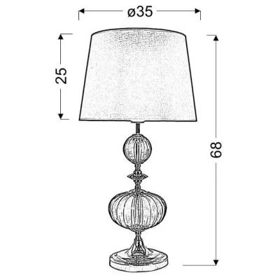 Stolní klasická lampa LAURETTA - 1xE27, 60W, chromovaná / červená
