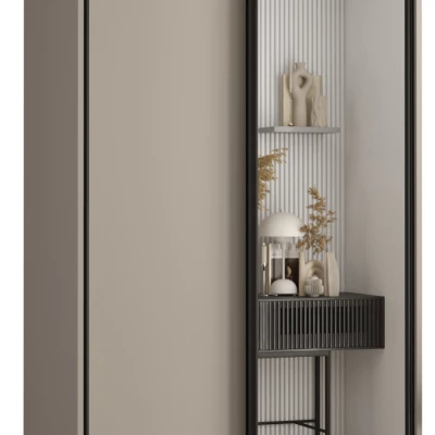 VÝPRODEJ - Šatní skříň INDIRA 3 - 110/60 cm, kašmír / černá